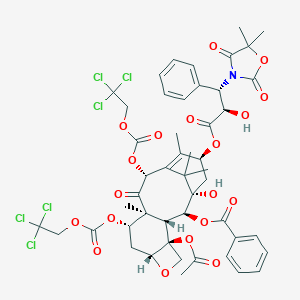 molecular formula C49H51Cl6NO19 B023667 [(1S,2S,3R,4S,7R,9S,10S,12R,15S)-4-Acetyloxy-15-[(2R,3S)-3-(5,5-dimethyl-2,4-dioxo-1,3-oxazolidin-3-yl)-2-hydroxy-3-phenylpropanoyl]oxy-1-hydroxy-10,14,17,17-tetramethyl-11-oxo-9,12-bis(2,2,2-trichloroethoxycarbonyloxy)-6-oxatetracyclo[11.3.1.03,10.04,7]heptadec-13-en-2-yl] benzoate CAS No. 160651-94-5