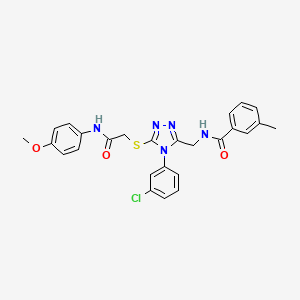 molecular formula C26H24ClN5O3S B2366766 N-((4-(3-chlorophenyl)-5-((2-((4-methoxyphenyl)amino)-2-oxoethyl)thio)-4H-1,2,4-triazol-3-yl)methyl)-3-methylbenzamide CAS No. 391915-87-0