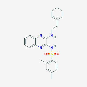 molecular formula C24H28N4O2S B2366781 N-(3-{[2-(cyclohex-1-en-1-yl)ethyl]amino}quinoxalin-2-yl)-2,4-dimethylbenzene-1-sulfonamide CAS No. 881562-96-5