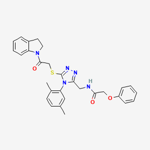 N-((4-(2,5-dimethylphenyl)-5-((2-(indolin-1-yl)-2-oxoethyl)thio)-4H-1,2,4-triazol-3-yl)methyl)-2-phenoxyacetamide