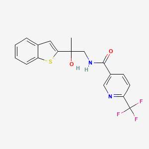 molecular formula C18H15F3N2O2S B2366821 N-[2-(1-benzothiophen-2-yl)-2-hydroxypropyl]-6-(trifluoromethyl)pyridine-3-carboxamide CAS No. 2034263-47-1