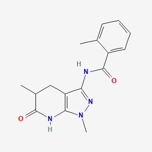 molecular formula C16H18N4O2 B2366824 N-(1,5-dimethyl-6-oxo-4,5,6,7-tetrahydro-1H-pyrazolo[3,4-b]pyridin-3-yl)-2-methylbenzamide CAS No. 1172258-82-0