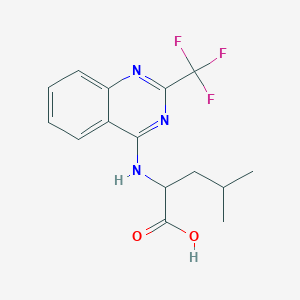 molecular formula C15H16F3N3O2 B2366828 4-Methyl-2-{[2-(trifluoromethyl)quinazolin-4-yl]amino}pentanoic acid CAS No. 1094029-40-9