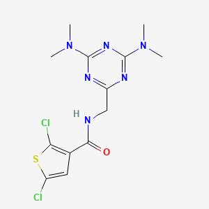 molecular formula C13H16Cl2N6OS B2366830 N-((4,6-bis(dimethylamino)-1,3,5-triazin-2-yl)methyl)-2,5-dichlorothiophene-3-carboxamide CAS No. 2034573-56-1