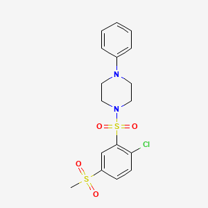 molecular formula C17H19ClN2O4S2 B2366863 1-((2-Chloro-5-(methylsulfonyl)phenyl)sulfonyl)-4-phenylpiperazine CAS No. 887890-69-9
