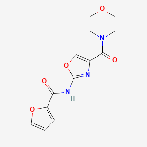 molecular formula C13H13N3O5 B2366885 N-[4-(morpholine-4-carbonyl)-1,3-oxazol-2-yl]furan-2-carboxamide CAS No. 1396709-82-2