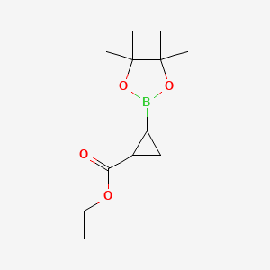 molecular formula C12H21BO4 B2366894 Ethyl 2-(4,4,5,5-tetramethyl-1,3,2-dioxaborolan-2-YL)cyclopropanecarboxylate CAS No. 1215107-29-1