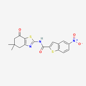 molecular formula C18H15N3O4S2 B2366927 N-(5,5-dimethyl-7-oxo-4,5,6,7-tetrahydrobenzo[d]thiazol-2-yl)-5-nitrobenzo[b]thiophene-2-carboxamide CAS No. 391867-34-8