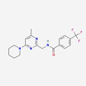 molecular formula C19H21F3N4O B2366944 N-((4-methyl-6-(piperidin-1-yl)pyrimidin-2-yl)methyl)-4-(trifluoromethyl)benzamide CAS No. 1797077-65-6