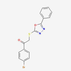 molecular formula C16H11BrN2O2S B2366957 1-(4-Bromophenyl)-2-[(5-phenyl-1,3,4-oxadiazol-2-yl)sulfanyl]ethanone CAS No. 404583-76-2