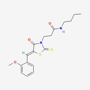 molecular formula C18H22N2O3S2 B2366961 N-butyl-3-[(5Z)-5-[(2-methoxyphenyl)methylidene]-4-oxo-2-sulfanylidene-1,3-thiazolidin-3-yl]propanamide CAS No. 681480-80-8