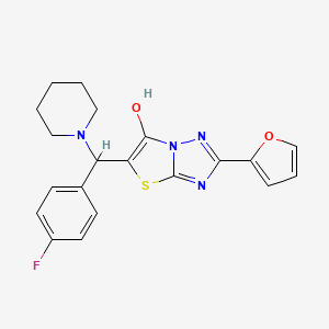 molecular formula C20H19FN4O2S B2367033 5-((4-Fluorophenyl)(piperidin-1-yl)methyl)-2-(furan-2-yl)thiazolo[3,2-b][1,2,4]triazol-6-ol CAS No. 887221-97-8