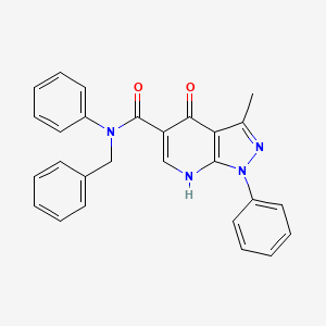 molecular formula C27H22N4O2 B2367036 N-benzyl-3-methyl-4-oxo-N,1-diphenyl-4,7-dihydro-1H-pyrazolo[3,4-b]pyridine-5-carboxamide CAS No. 923677-89-8