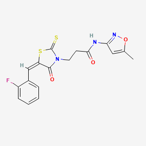 3-[(5E)-5-[(2-fluorophenyl)methylidene]-4-oxo-2-sulfanylidene-1,3-thiazolidin-3-yl]-N-(5-methyl-1,2-oxazol-3-yl)propanamide