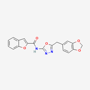 N-(5-(benzo[d][1,3]dioxol-5-ylmethyl)-1,3,4-oxadiazol-2-yl)benzofuran-2-carboxamide