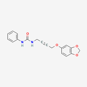 molecular formula C18H16N2O4 B2367187 1-(4-(Benzo[d][1,3]dioxol-5-yloxy)but-2-yn-1-yl)-3-phenylurea CAS No. 1448129-03-0