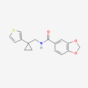 molecular formula C16H15NO3S B2367190 N-[(1-Thiophen-3-ylcyclopropyl)methyl]-1,3-benzodioxole-5-carboxamide CAS No. 2415630-52-1
