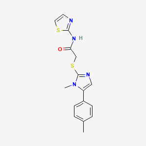 molecular formula C16H16N4OS2 B2367246 2-((1-methyl-5-(p-tolyl)-1H-imidazol-2-yl)thio)-N-(thiazol-2-yl)acetamide CAS No. 1207024-99-4