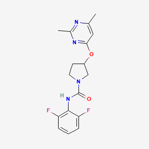 molecular formula C17H18F2N4O2 B2367263 N-(2,6-difluorophenyl)-3-[(2,6-dimethylpyrimidin-4-yl)oxy]pyrrolidine-1-carboxamide CAS No. 2097890-79-2