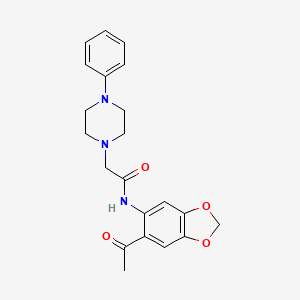 molecular formula C21H23N3O4 B2367284 N-(6-acetyl-2H-1,3-benzodioxol-5-yl)-2-(4-phenylpiperazin-1-yl)acetamide CAS No. 491867-81-3