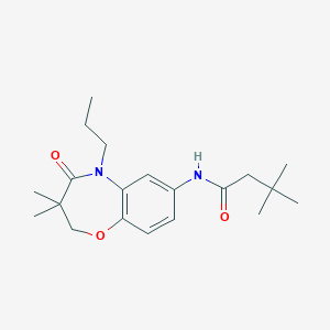 molecular formula C20H30N2O3 B2367303 N-(3,3-dimethyl-4-oxo-5-propyl-2,3,4,5-tetrahydrobenzo[b][1,4]oxazepin-7-yl)-3,3-dimethylbutanamide CAS No. 921864-61-1