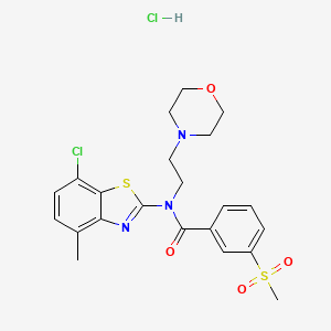 molecular formula C22H25Cl2N3O4S2 B2367308 N-(7-chloro-4-methylbenzo[d]thiazol-2-yl)-3-(methylsulfonyl)-N-(2-morpholinoethyl)benzamide hydrochloride CAS No. 1215551-39-5