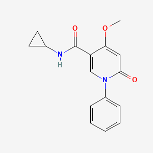 molecular formula C16H16N2O3 B2367314 N-cyclopropyl-4-methoxy-6-oxo-1-phenyl-1,6-dihydropyridine-3-carboxamide CAS No. 2034551-94-3