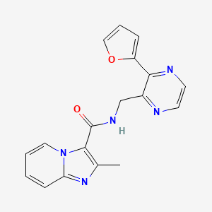 molecular formula C18H15N5O2 B2367317 N-((3-(furan-2-yl)pyrazin-2-yl)methyl)-2-methylimidazo[1,2-a]pyridine-3-carboxamide CAS No. 2034392-76-0