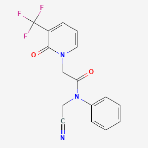 molecular formula C16H12F3N3O2 B2367338 N-(cyanomethyl)-2-[2-oxo-3-(trifluoromethyl)-1,2-dihydropyridin-1-yl]-N-phenylacetamide CAS No. 1050830-20-0