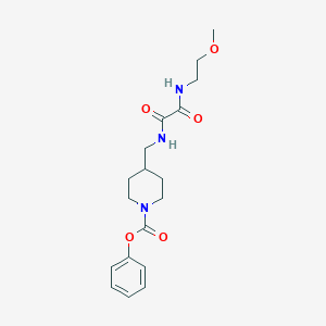 molecular formula C18H25N3O5 B2367344 Phenyl 4-((2-((2-methoxyethyl)amino)-2-oxoacetamido)methyl)piperidine-1-carboxylate CAS No. 1235371-77-3