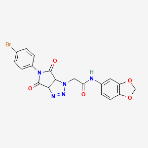 molecular formula C19H14BrN5O5 B2367360 N-(2H-1,3-benzodioxol-5-yl)-2-[5-(4-bromophenyl)-4,6-dioxo-1H,3aH,4H,5H,6H,6aH-pyrrolo[3,4-d][1,2,3]triazol-1-yl]acetamide CAS No. 1052612-81-3