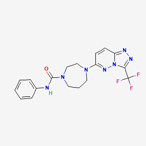 molecular formula C18H18F3N7O B2367362 N-Phenyl-4-[3-(trifluoromethyl)-[1,2,4]triazolo[4,3-b]pyridazin-6-yl]-1,4-diazepane-1-carboxamide CAS No. 2380194-52-3