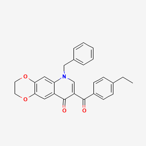 molecular formula C27H23NO4 B2367363 6-benzyl-8-(4-ethylbenzoyl)-2H,3H,6H,9H-[1,4]dioxino[2,3-g]quinolin-9-one CAS No. 866589-49-3