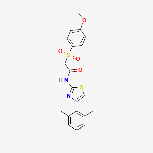 molecular formula C21H22N2O4S2 B2367367 N-(4-mesitylthiazol-2-yl)-2-((4-methoxyphenyl)sulfonyl)acetamide CAS No. 941907-89-7