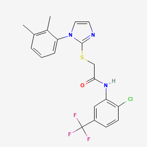 molecular formula C20H17ClF3N3OS B2367372 N-[2-chloro-5-(trifluoromethyl)phenyl]-2-[1-(2,3-dimethylphenyl)imidazol-2-yl]sulfanylacetamide CAS No. 851131-44-7
