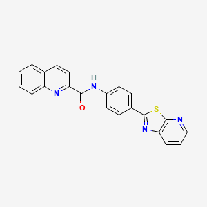 molecular formula C23H16N4OS B2367373 N-(2-methyl-4-(thiazolo[5,4-b]pyridin-2-yl)phenyl)quinoline-2-carboxamide CAS No. 896678-41-4