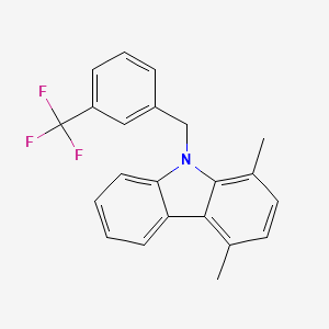 molecular formula C22H18F3N B2367375 1,4-dimethyl-9-[3-(trifluoromethyl)benzyl]-9H-carbazole CAS No. 860648-99-3