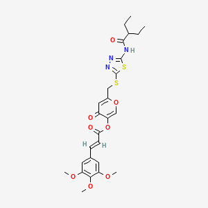 molecular formula C26H29N3O8S2 B2367401 (E)-6-(((5-(2-ethylbutanamido)-1,3,4-thiadiazol-2-yl)thio)methyl)-4-oxo-4H-pyran-3-yl 3-(3,4,5-trimethoxyphenyl)acrylate CAS No. 877642-05-2