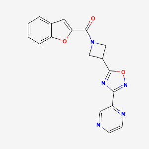 B2367411 Benzofuran-2-yl(3-(3-(pyrazin-2-yl)-1,2,4-oxadiazol-5-yl)azetidin-1-yl)methanone CAS No. 1323791-53-2