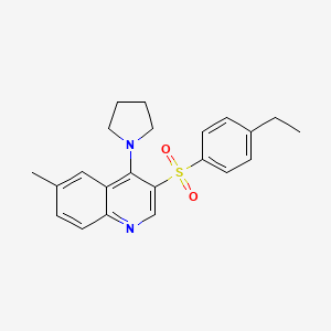 molecular formula C22H24N2O2S B2367452 3-(4-Ethylphenyl)sulfonyl-6-methyl-4-pyrrolidin-1-ylquinoline CAS No. 899356-08-2
