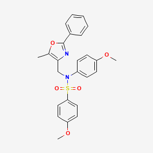 molecular formula C25H24N2O5S B2367469 4-methoxy-N-(4-methoxyphenyl)-N-((5-methyl-2-phenyloxazol-4-yl)methyl)benzenesulfonamide CAS No. 1251692-85-9