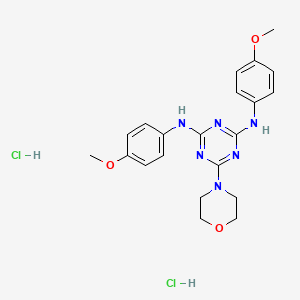 molecular formula C21H26Cl2N6O3 B2367480 N2,N4-bis(4-methoxyphenyl)-6-morpholino-1,3,5-triazine-2,4-diamine dihydrochloride CAS No. 1179498-51-1