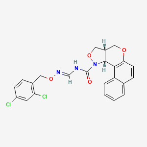 molecular formula C23H19Cl2N3O4 B2367481 N-({[(2,4-dichlorobenzyl)oxy]amino}methylene)-3a,11c-dihydro-3H-benzo[5,6]chromeno[4,3-c]isoxazole-1(4H)-carboxamide CAS No. 317833-26-4