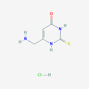 molecular formula C5H8ClN3OS B2367492 6-(Aminomethyl)-2-sulfanyl-3,4-dihydropyrimidin-4-one hydrochloride CAS No. 1955556-59-8