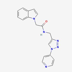 molecular formula C18H16N6O B2367495 2-(1H-indol-1-yl)-N-((1-(pyridin-4-yl)-1H-1,2,3-triazol-4-yl)methyl)acetamide CAS No. 2034311-93-6