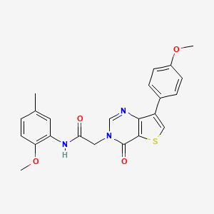 molecular formula C23H21N3O4S B2367514 N-(2-methoxy-5-methylphenyl)-2-[7-(4-methoxyphenyl)-4-oxothieno[3,2-d]pyrimidin-3(4H)-yl]acetamide CAS No. 1207026-25-2