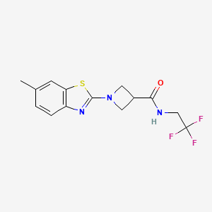 molecular formula C14H14F3N3OS B2367531 1-(6-methyl-1,3-benzothiazol-2-yl)-N-(2,2,2-trifluoroethyl)azetidine-3-carboxamide CAS No. 1396858-99-3