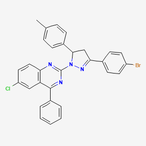 2-(3-(4-bromophenyl)-5-(p-tolyl)-4,5-dihydro-1H-pyrazol-1-yl)-6-chloro-4-phenylquinazoline