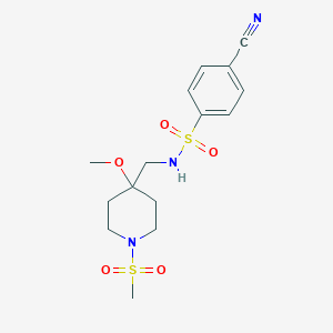 4-Cyano-N-[(4-methoxy-1-methylsulfonylpiperidin-4-yl)methyl]benzenesulfonamide