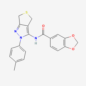 molecular formula C20H17N3O3S B2367555 N-[2-(4-methylphenyl)-2H,4H,6H-thieno[3,4-c]pyrazol-3-yl]-2H-1,3-benzodioxole-5-carboxamide CAS No. 476458-75-0